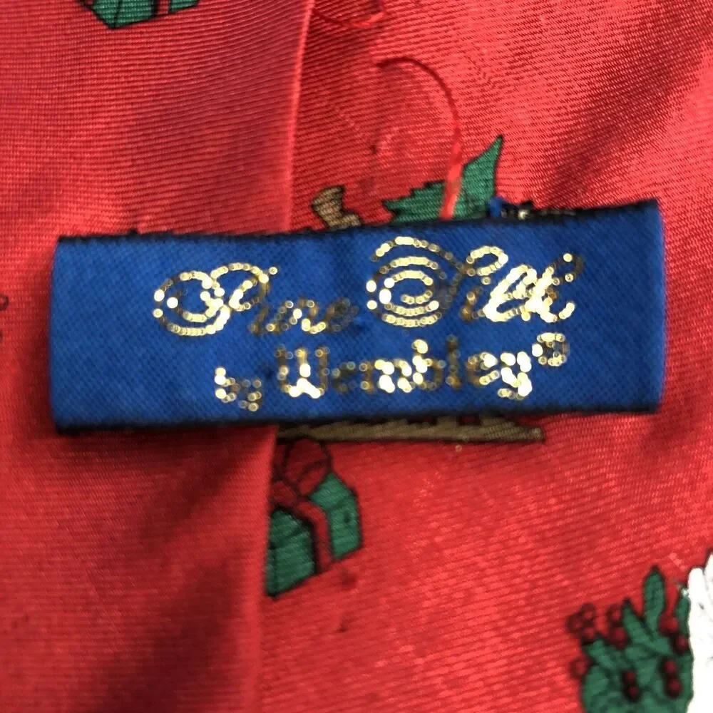 Wembley Red Silk Santa Christmas Holiday Necktie
